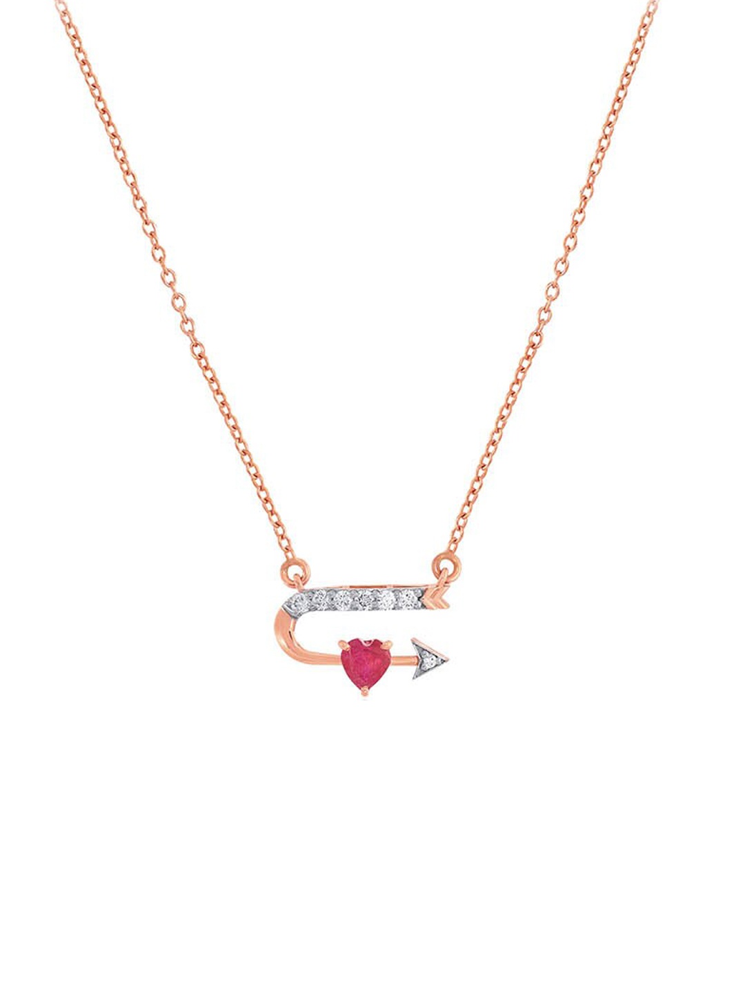 

SENCO 14KT Rose Gold Lovestruck Diamond Chain Pendant-3.0gm