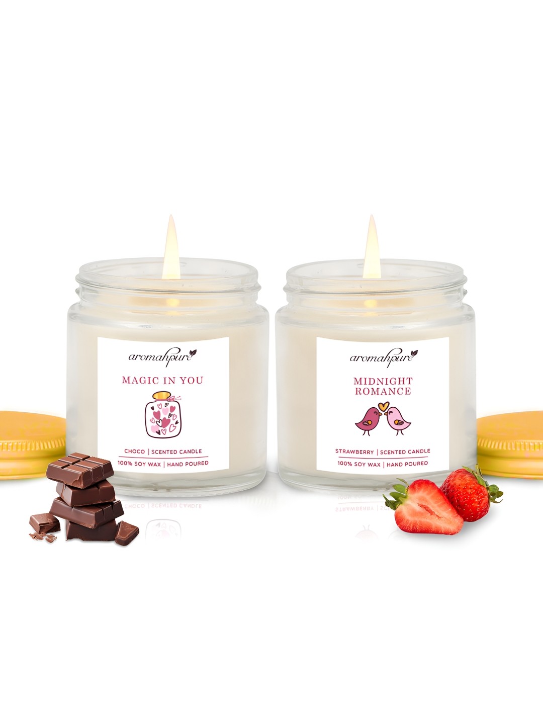 

Aromahpure Cream Coloured 2 Pieces Choco Fragrances Jar Candles