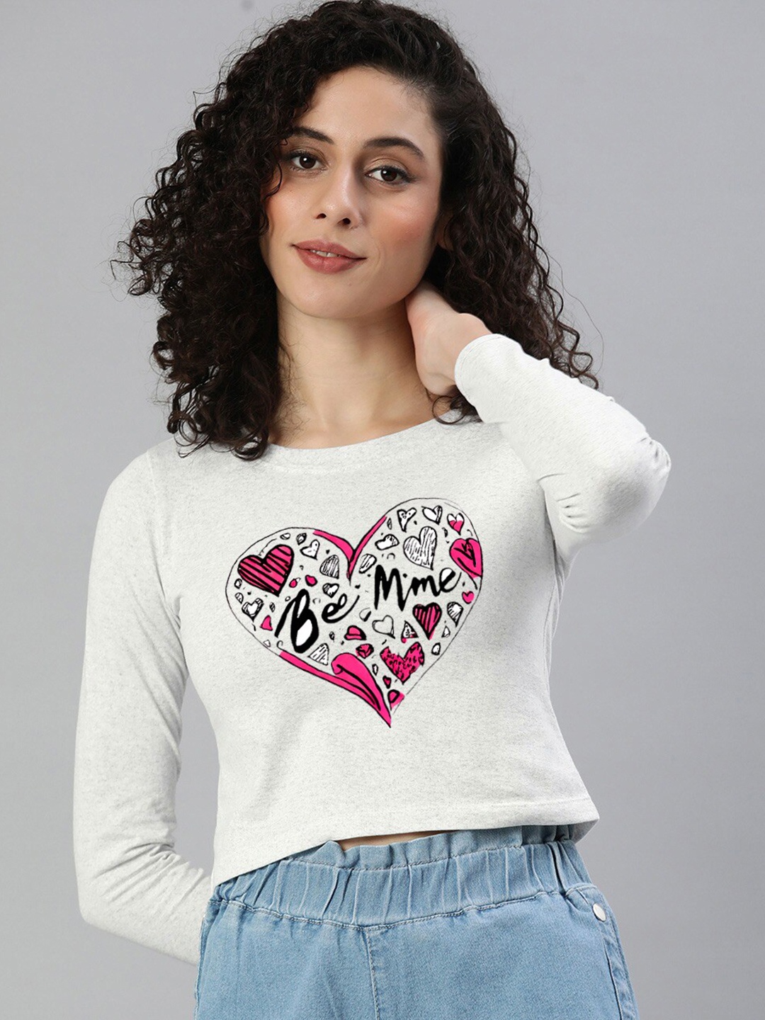 

Huetrap Women Typography Printed T-shirt, Grey melange
