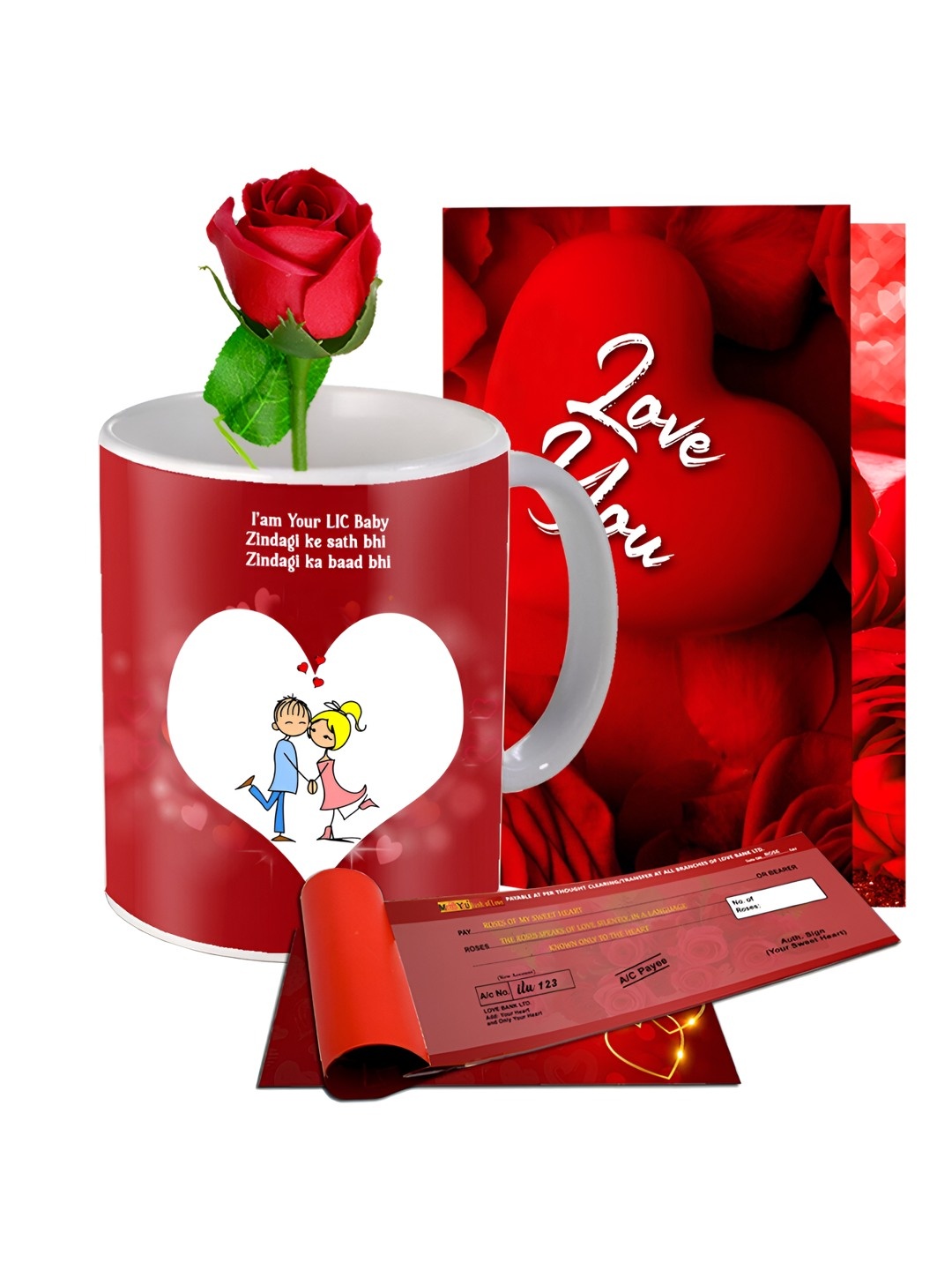 

ME & YOU Red & White 4 Pieces Printed Home Gift Set