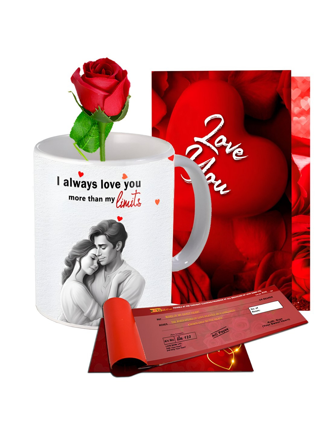 

ME & YOU White & Red 4 Pieces Printed Valentine Gift Set