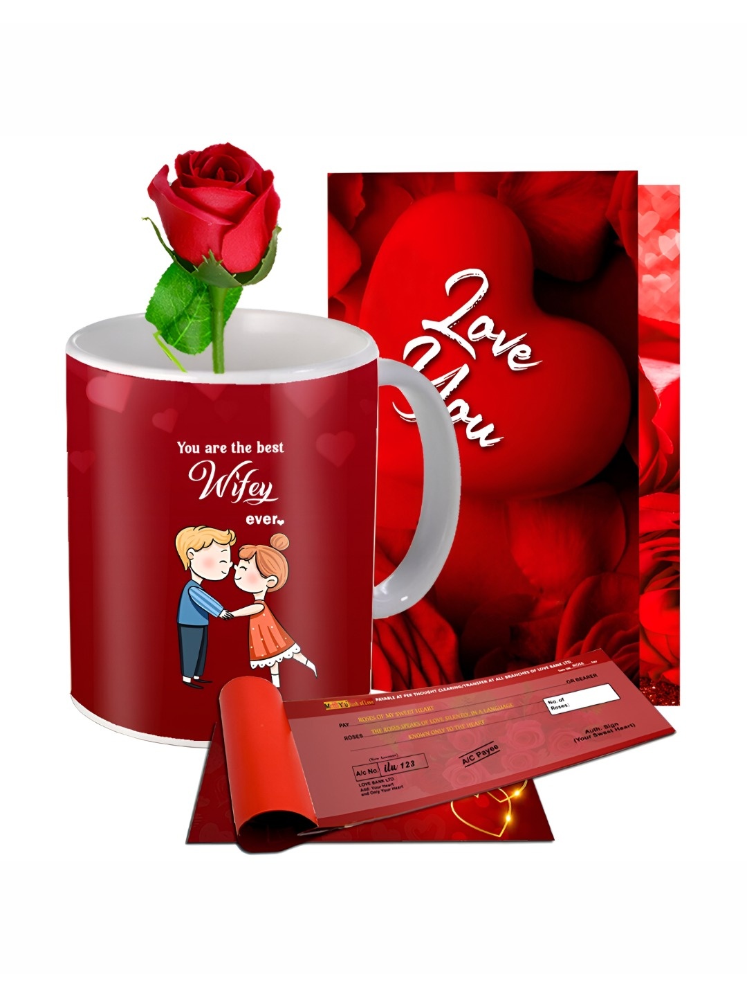 

ME & YOU Red 4 Pcs Printed Home Gift Set