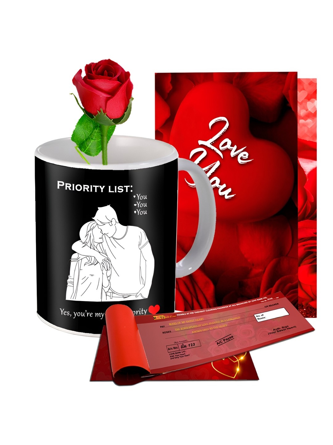 

ME & YOU Red & White 4 Pcs Printed Home Gift Set