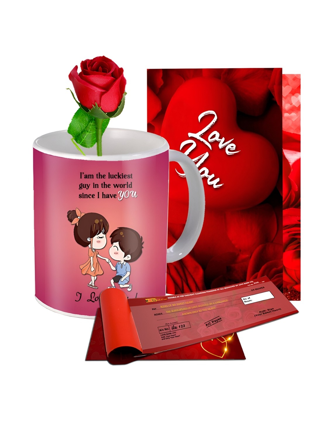 

ME & YOU 4 Pieces Printed Home Gift Set, Red