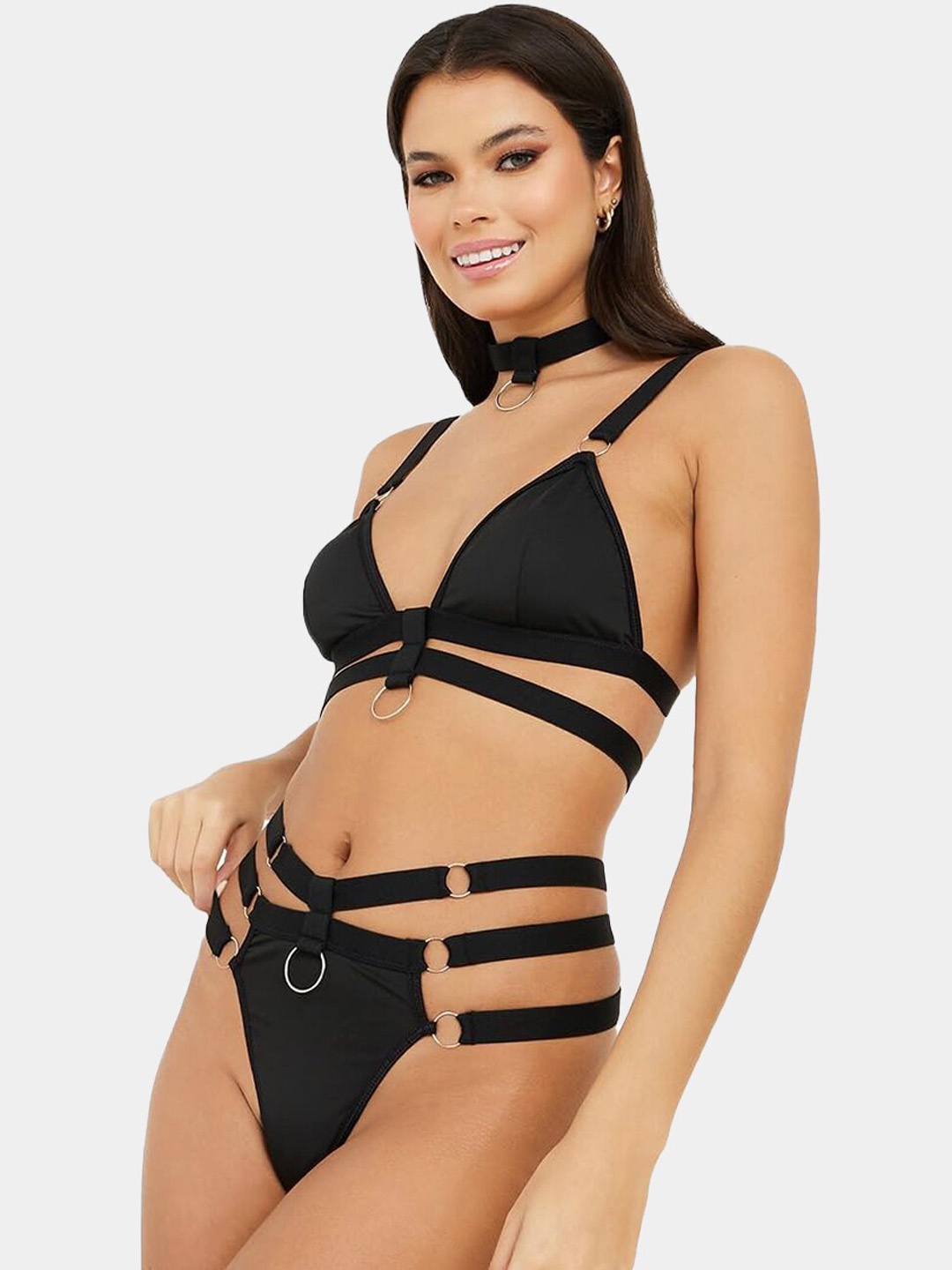 

VAGHBHATT Non Padded Bra With High-Rise Briefs, Black