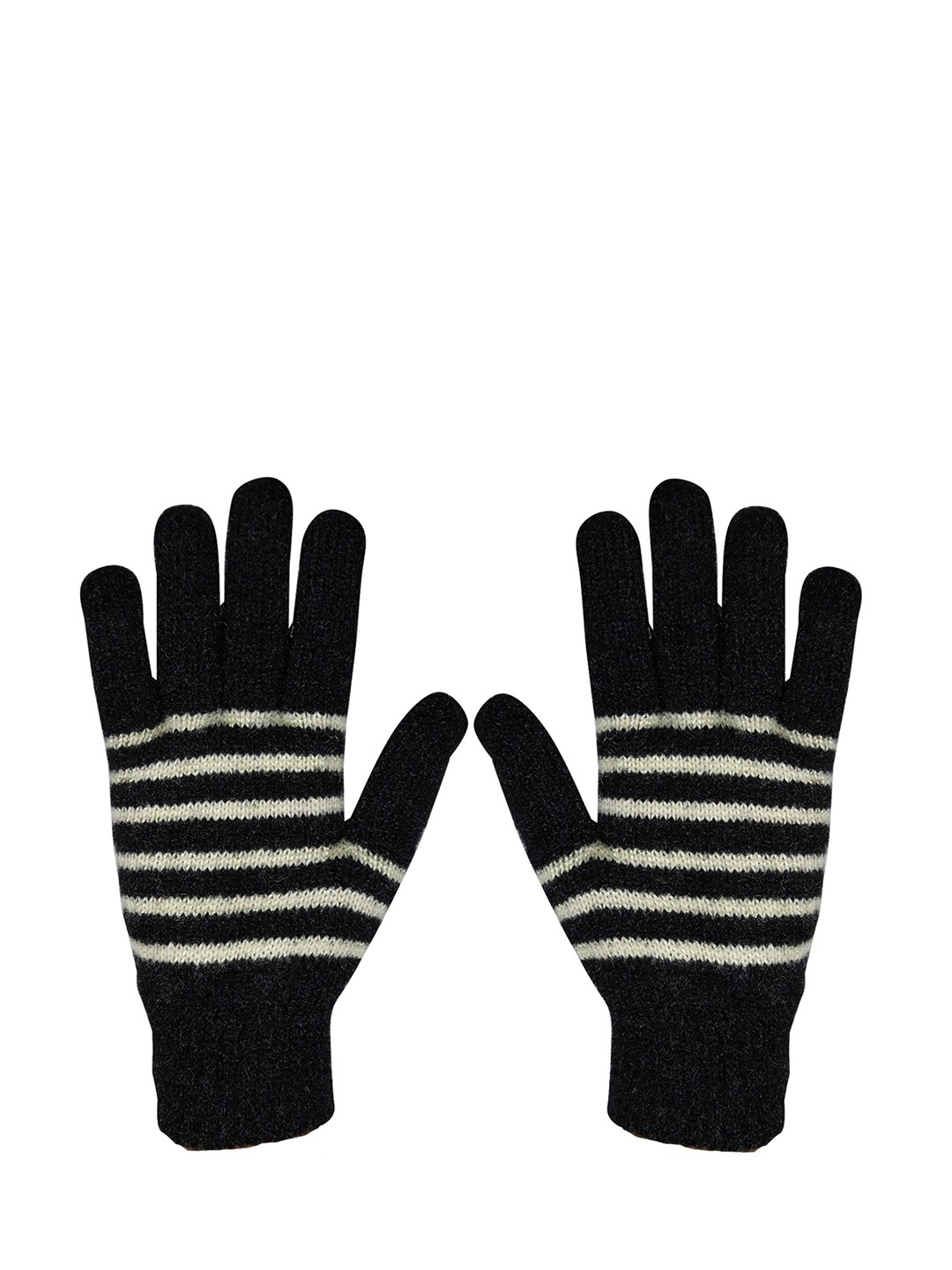 

BAESD Unisex Striped Woolen Winter Hand Gloves, Black