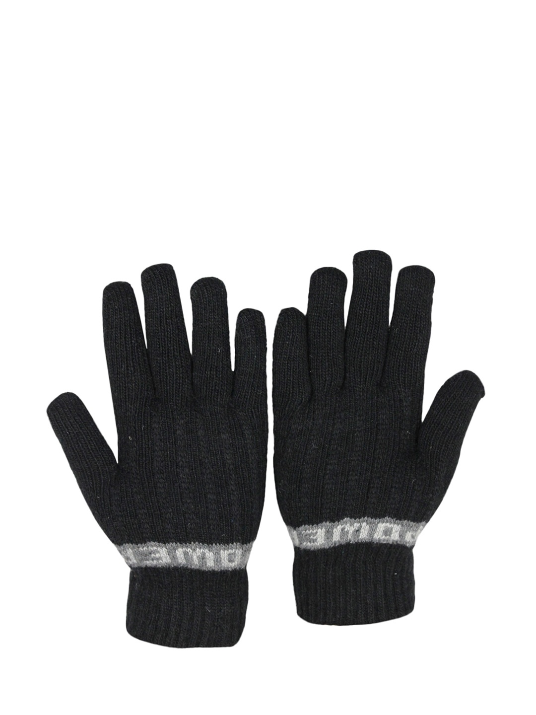 

BAESD Unisex Striped Soft Woollen Winter Gloves, Black