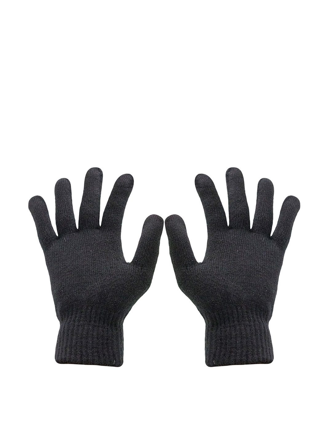 

BAESD Men Full Finger Woolen Winter Gloves, Black
