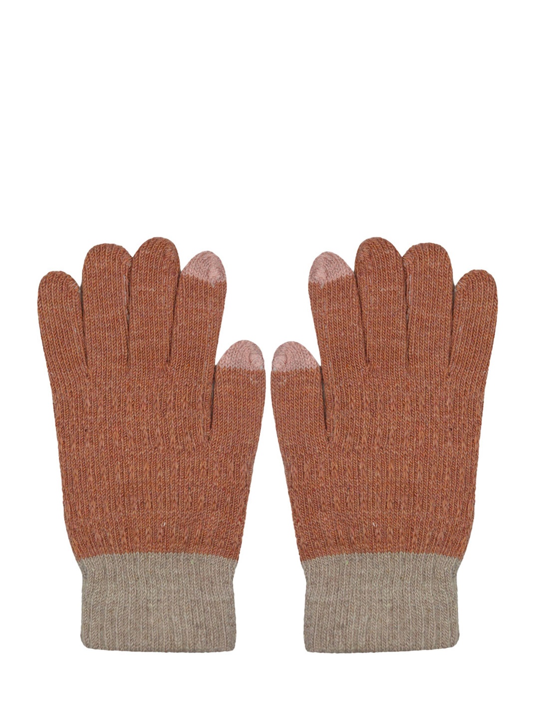 

BAESD Unisex Patterned Soft Woollen Winter Gloves, Brown
