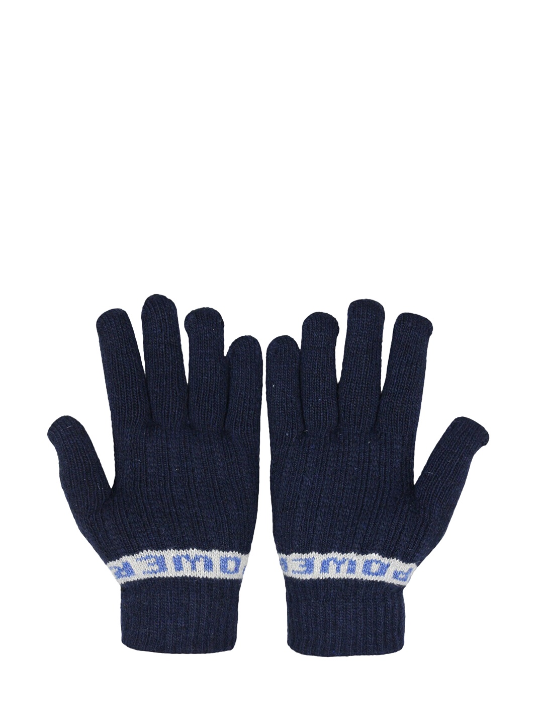 

BAESD Unisex Patterned Full Finger Woolen Winter Hand Gloves, Navy blue