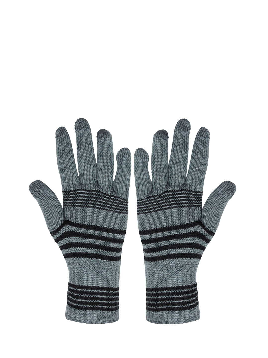 

BAESD Unisex Striped Soft Woollen Winter Gloves, Grey