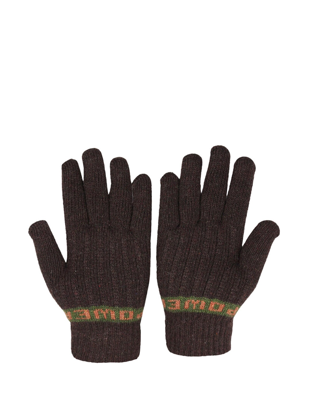 

BAESD Men Striped Full Finger Woolen Winter Gloves, Brown