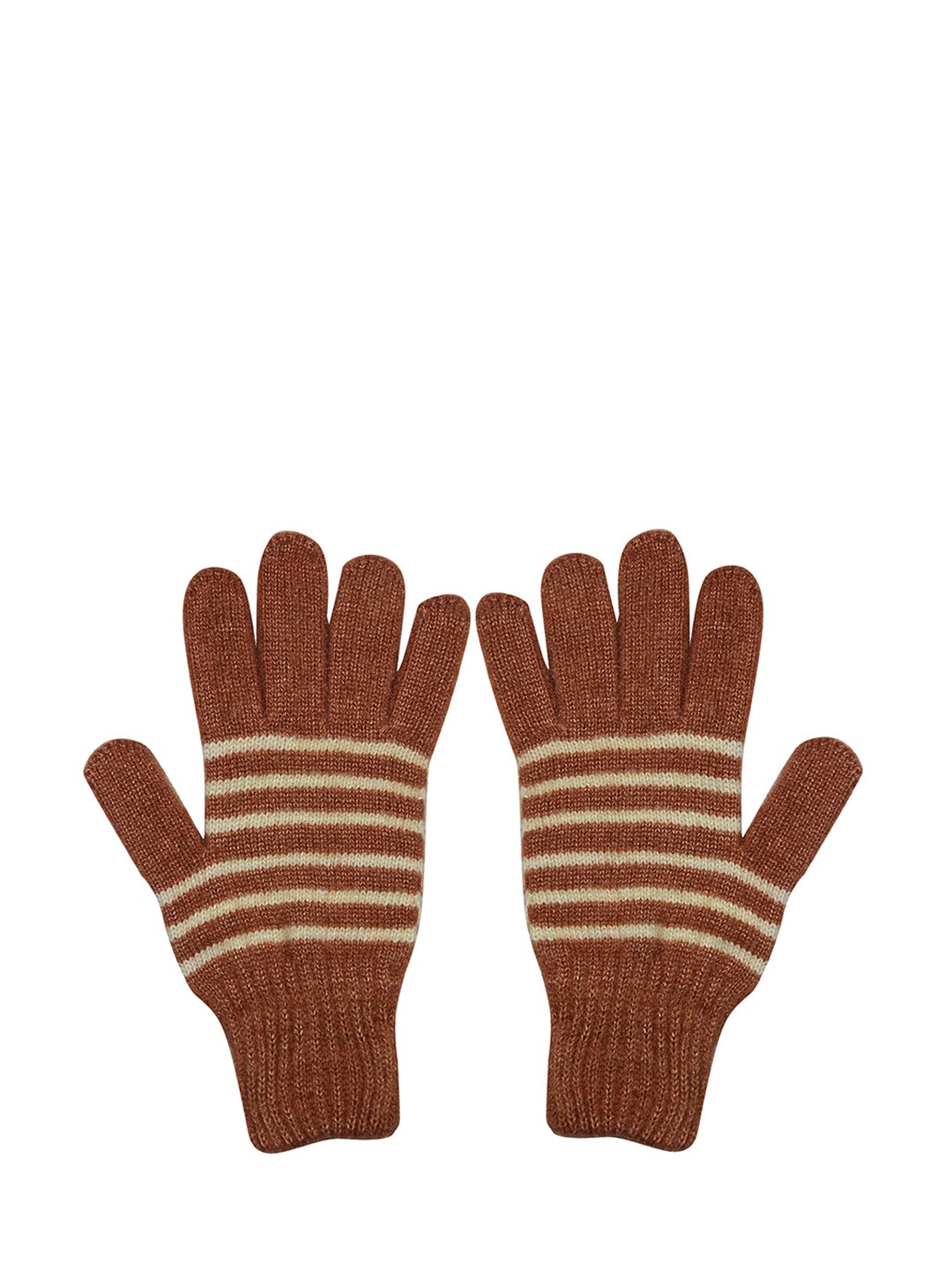 

BAESD Unisex Striped Soft Woollen Winter Gloves, Brown