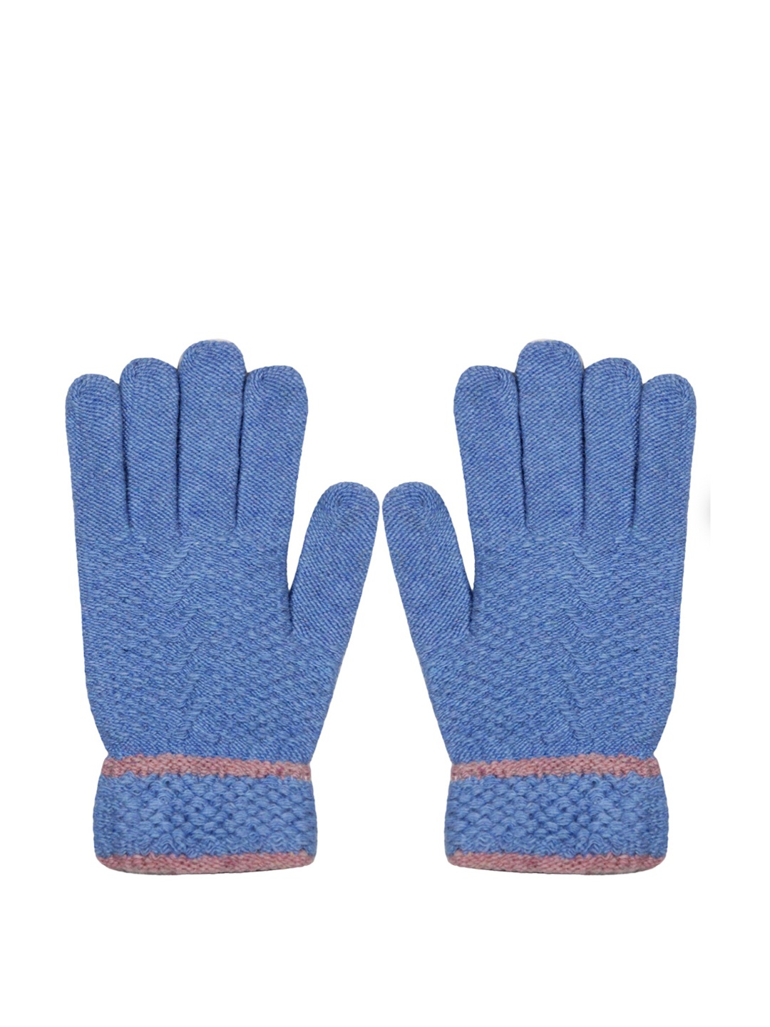 

BAESD Men Full Finger Woolen Winter Gloves, Blue