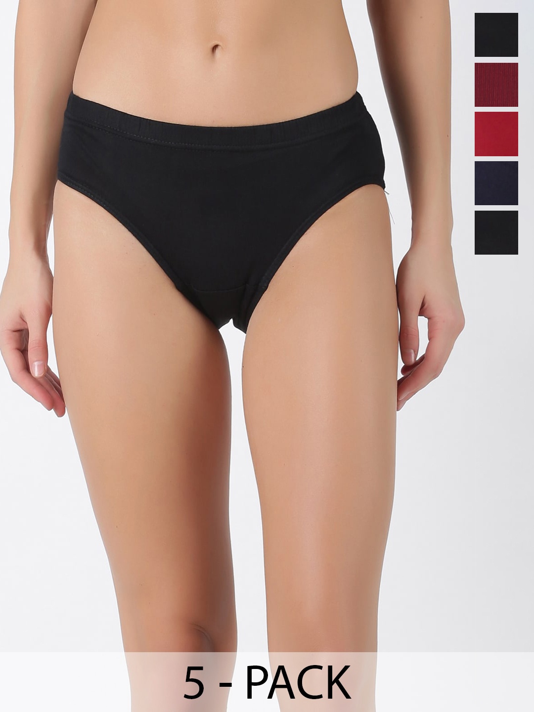 

Dollar Pack Of 5 Assorted Pure Cotton Hipster Briefs