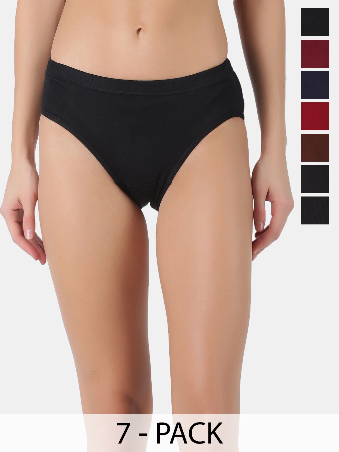 

Dollar Pack Of 7 Assorted Pure Cotton Anti-Bacterial Hipster Briefs