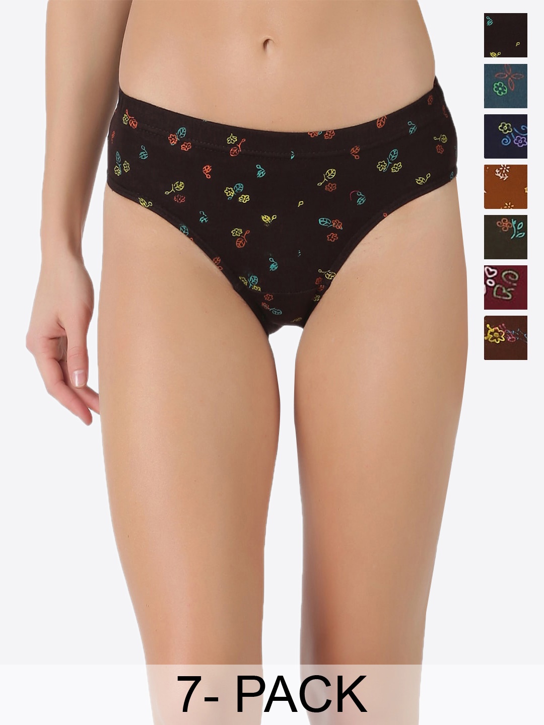 

Dollar Pack Of 7 Assorted Pure Cotton Anti-Bacterial Hipster Briefs