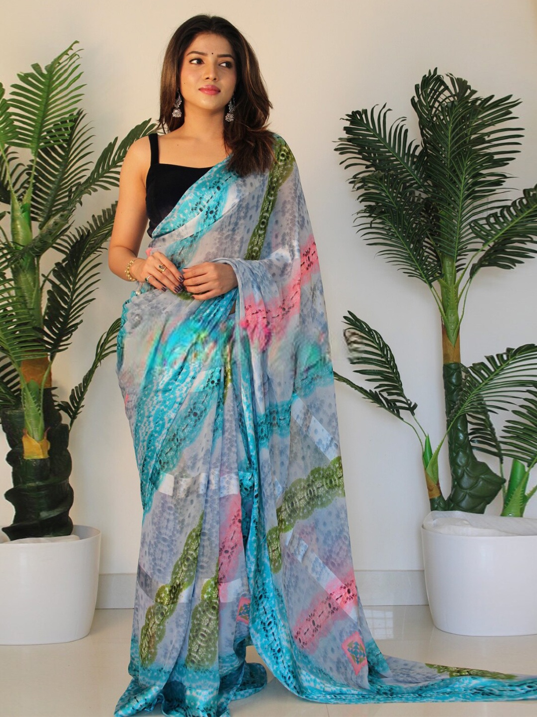 

Sanwariya Silk Abstract Printed Saree, Sea green