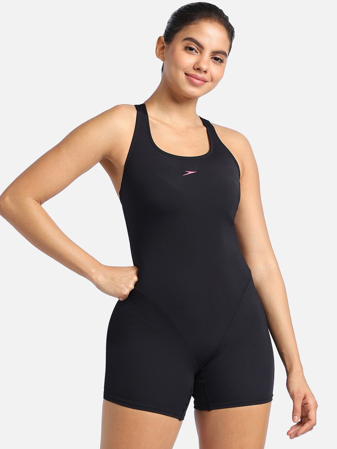 

Speedo Shoulder Straps Racerback Legsuit, Black