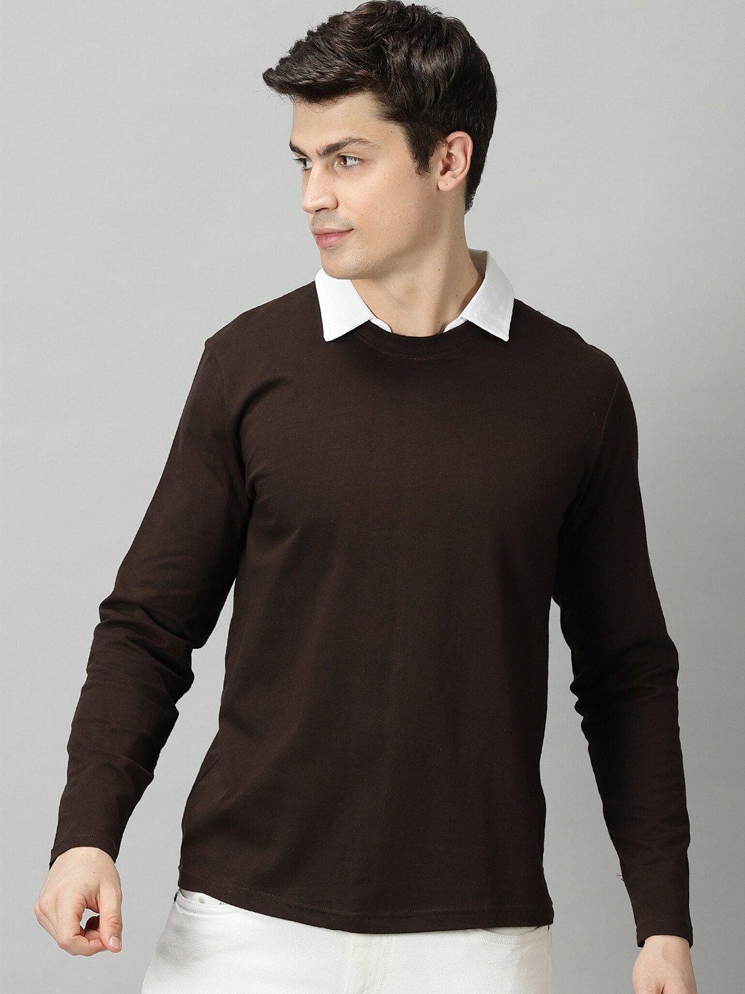 

THE HOLLANDER Polo Collar Regular Fit Cotton Casual T-shirt, Brown