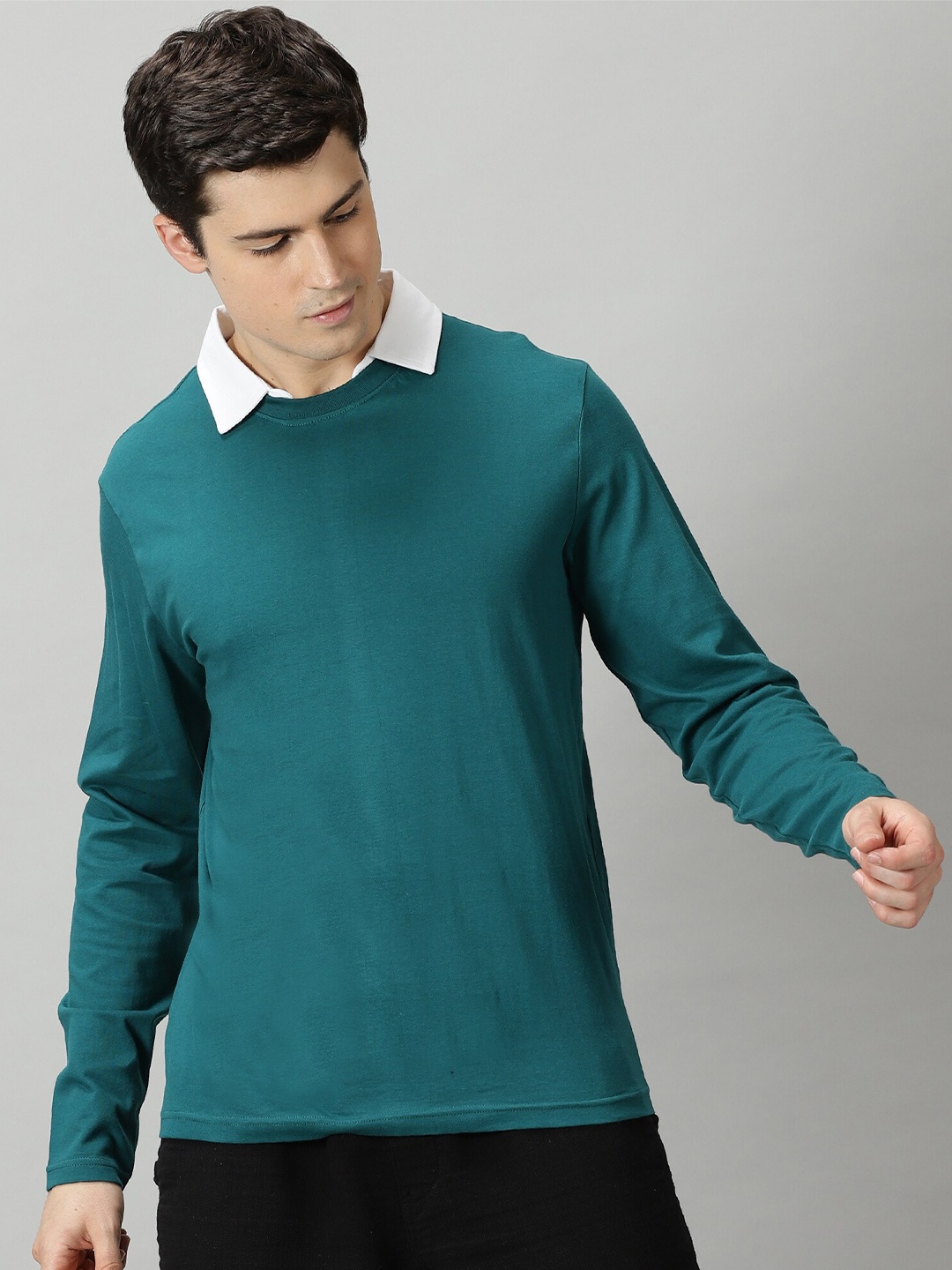 

THE HOLLANDER Polo Collar Regular Fit Cotton Casual T-shirt, Teal