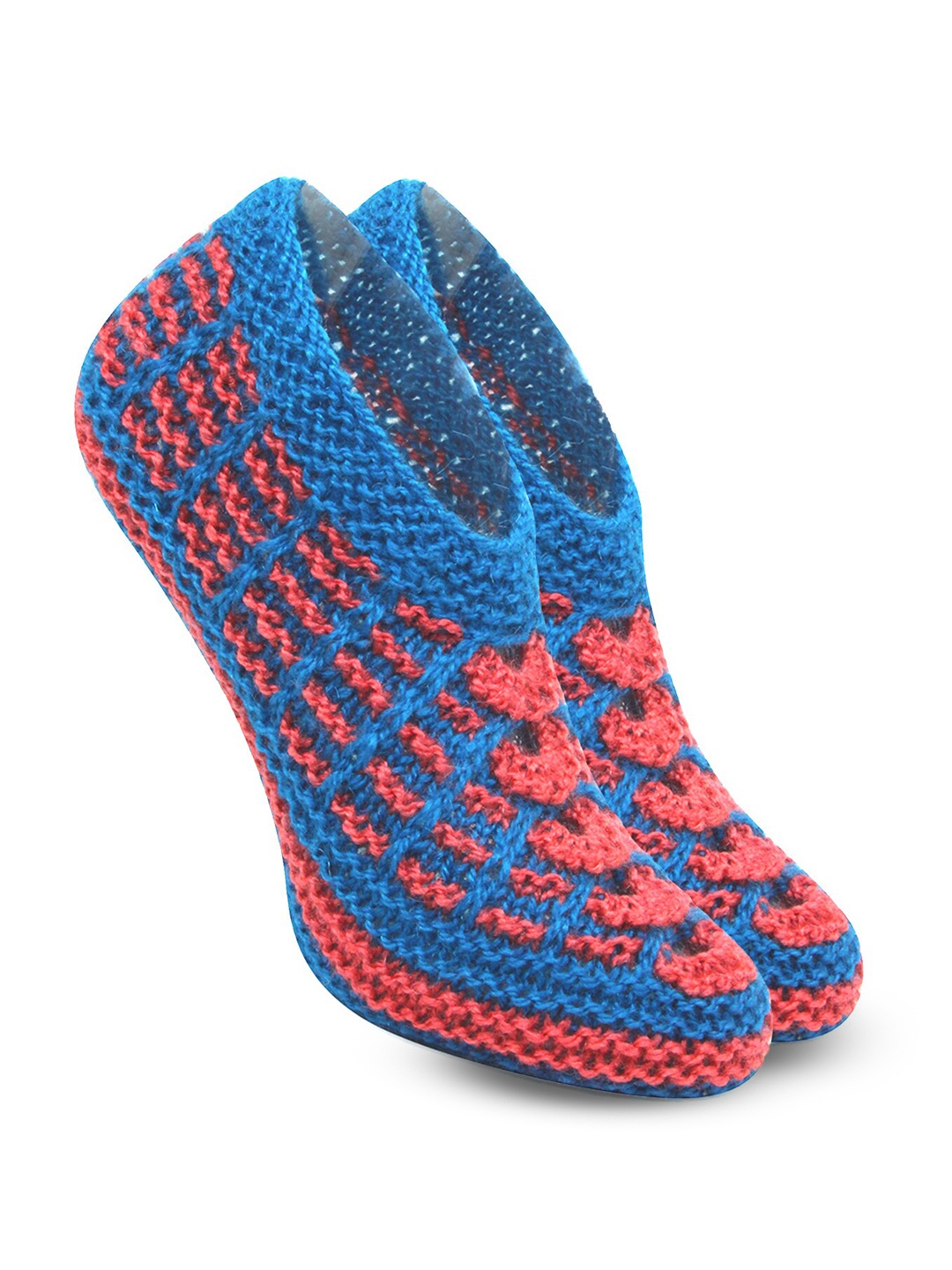 

BAESD Women Patterned Pure Wool Crochet Knitted Shoe Liners Socks, Blue