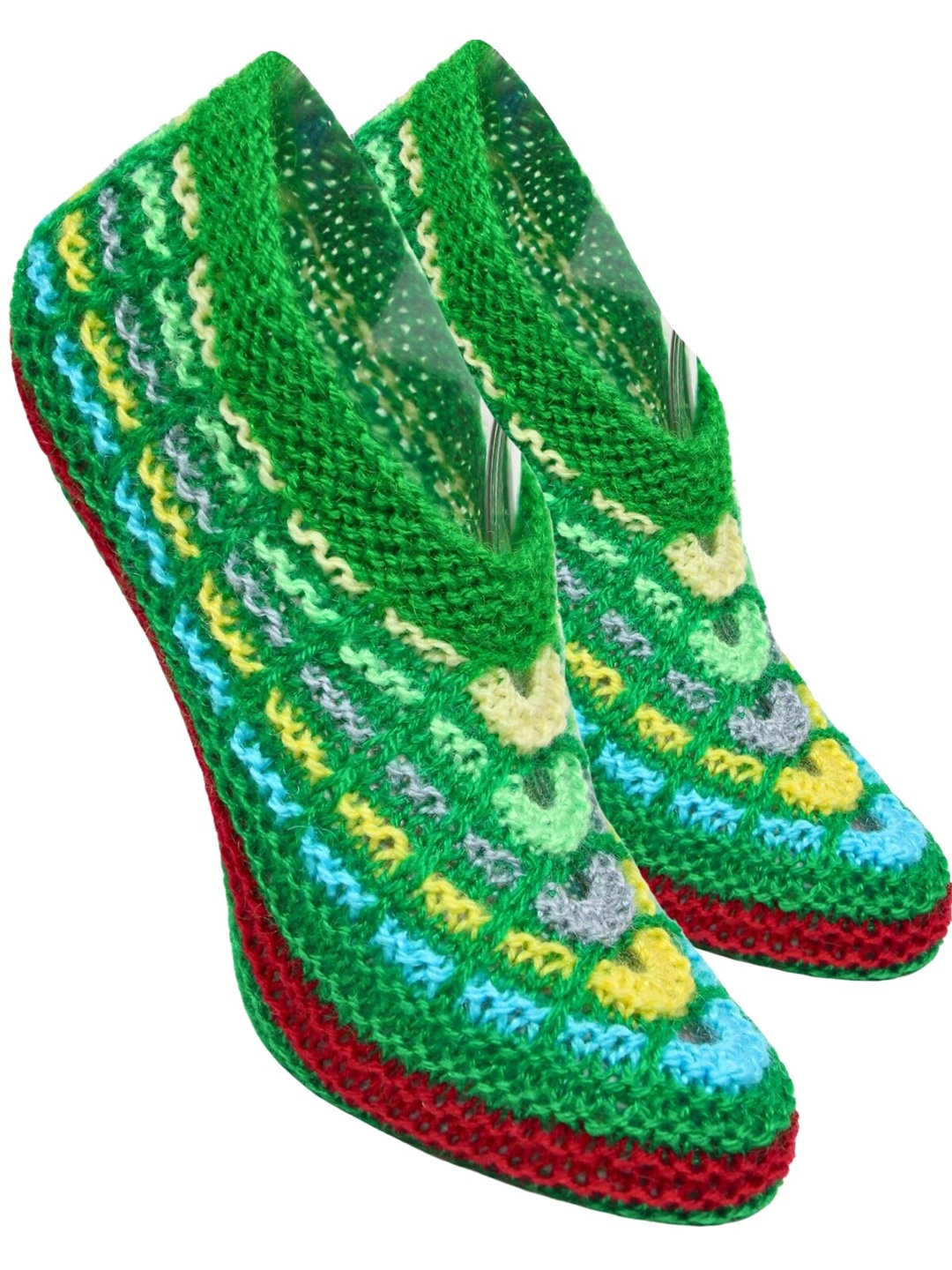 

BAESD Women Patterned Crochet Pure Woollen Shoe Liner Socks, Green