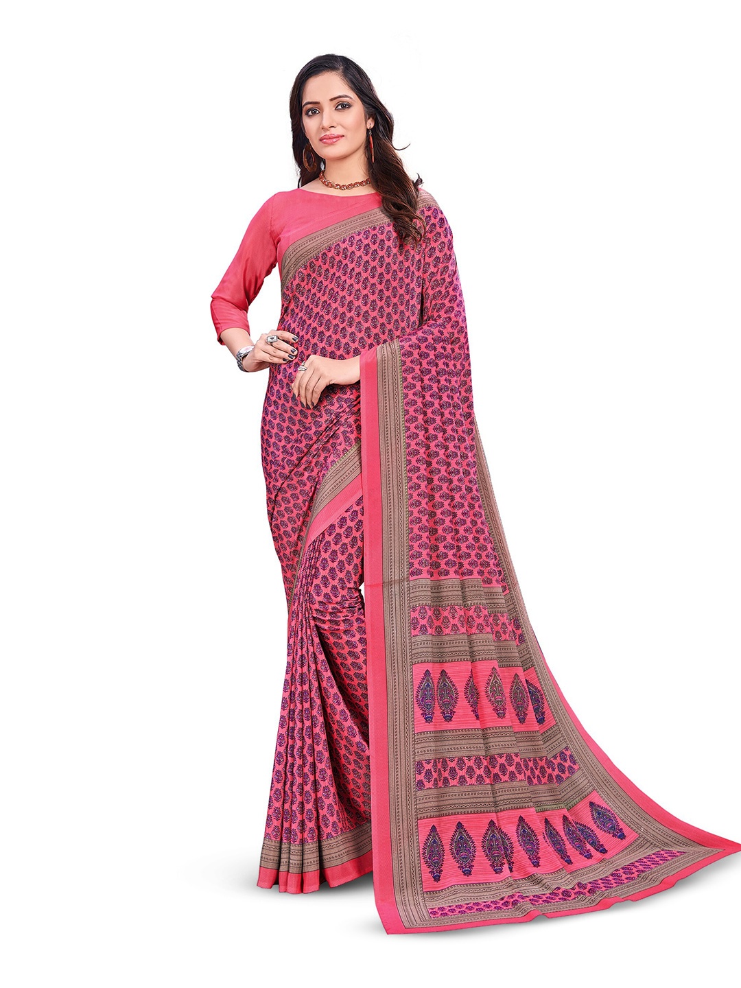 

VIMLA Ethnic Motifs Printed Saree, Pink