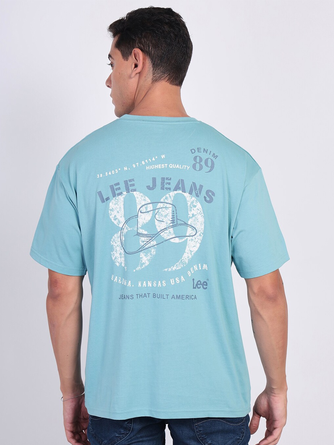 

Lee Men Printed Crew Neck Oversized Fit Tshirt, Blue