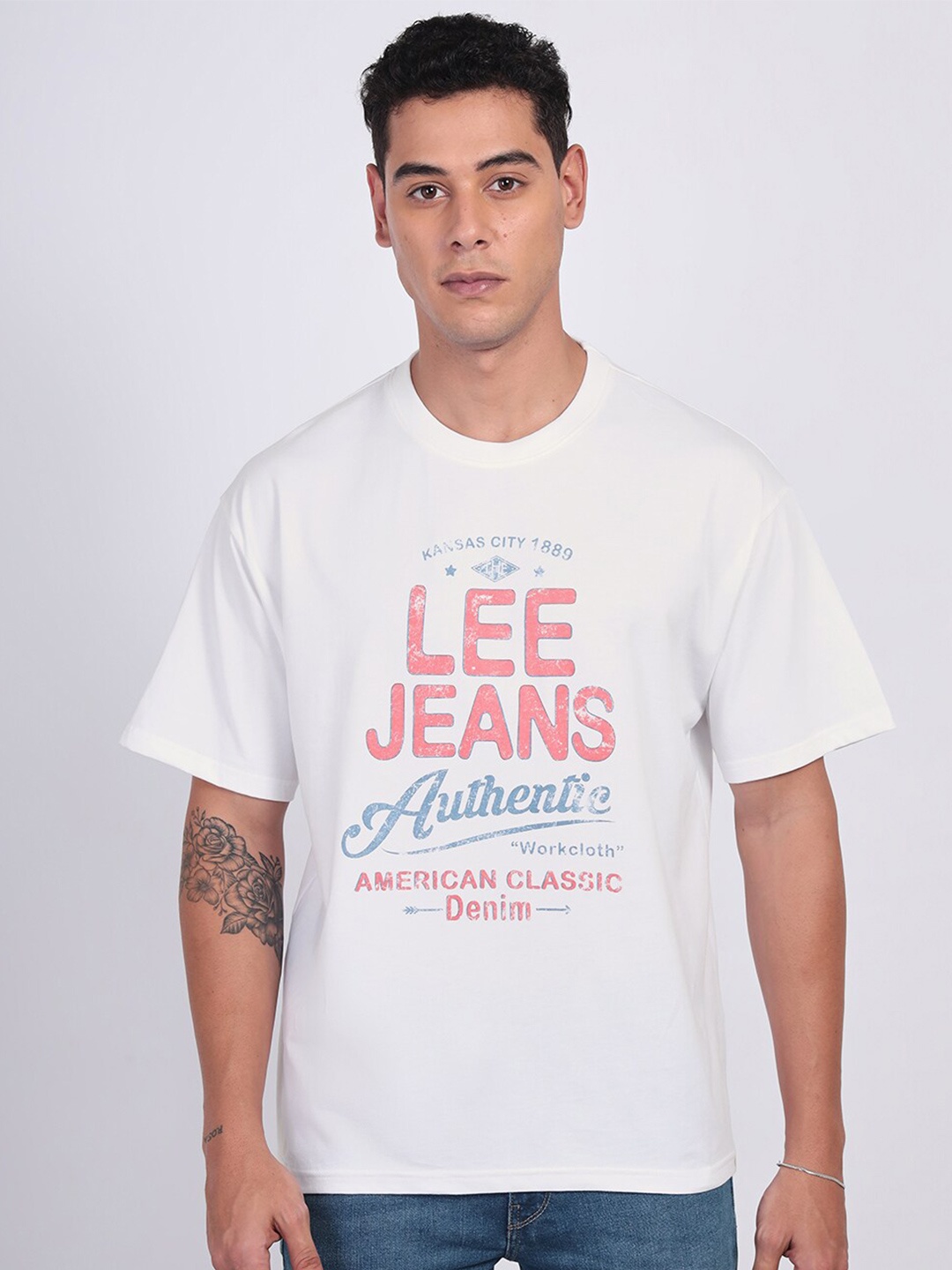 

Lee Men Graphic Print Crew Neck Oversize Fit Tshirt, White