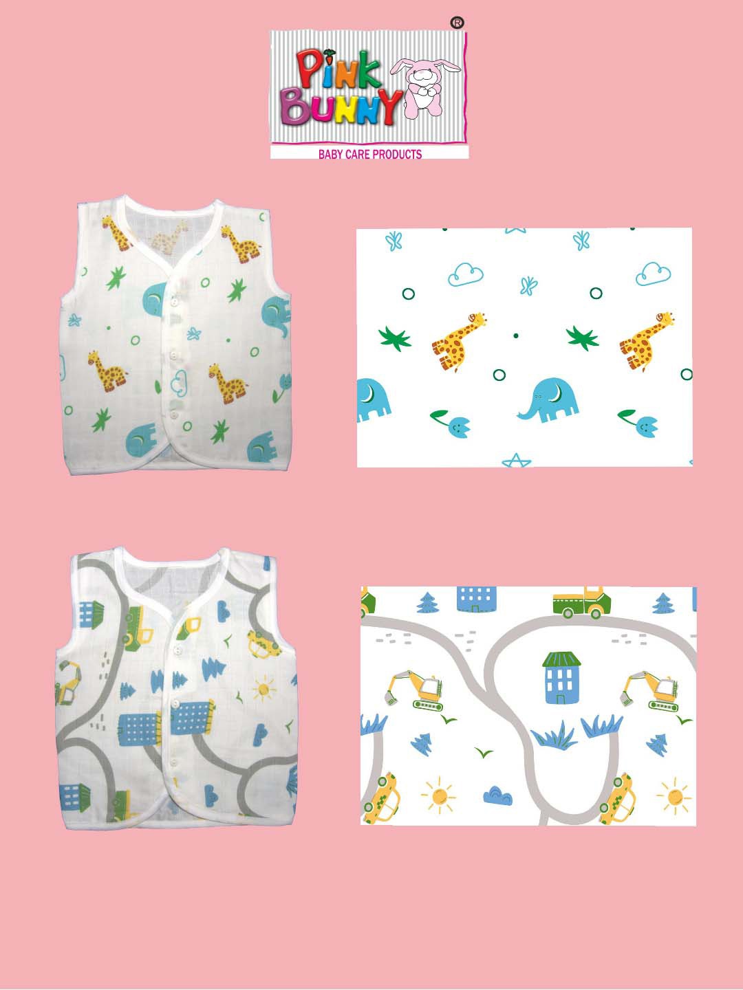 

PINKBUNNY Infants Pack Of 5 Printed Pure Cotton Muslin Jhabla, White