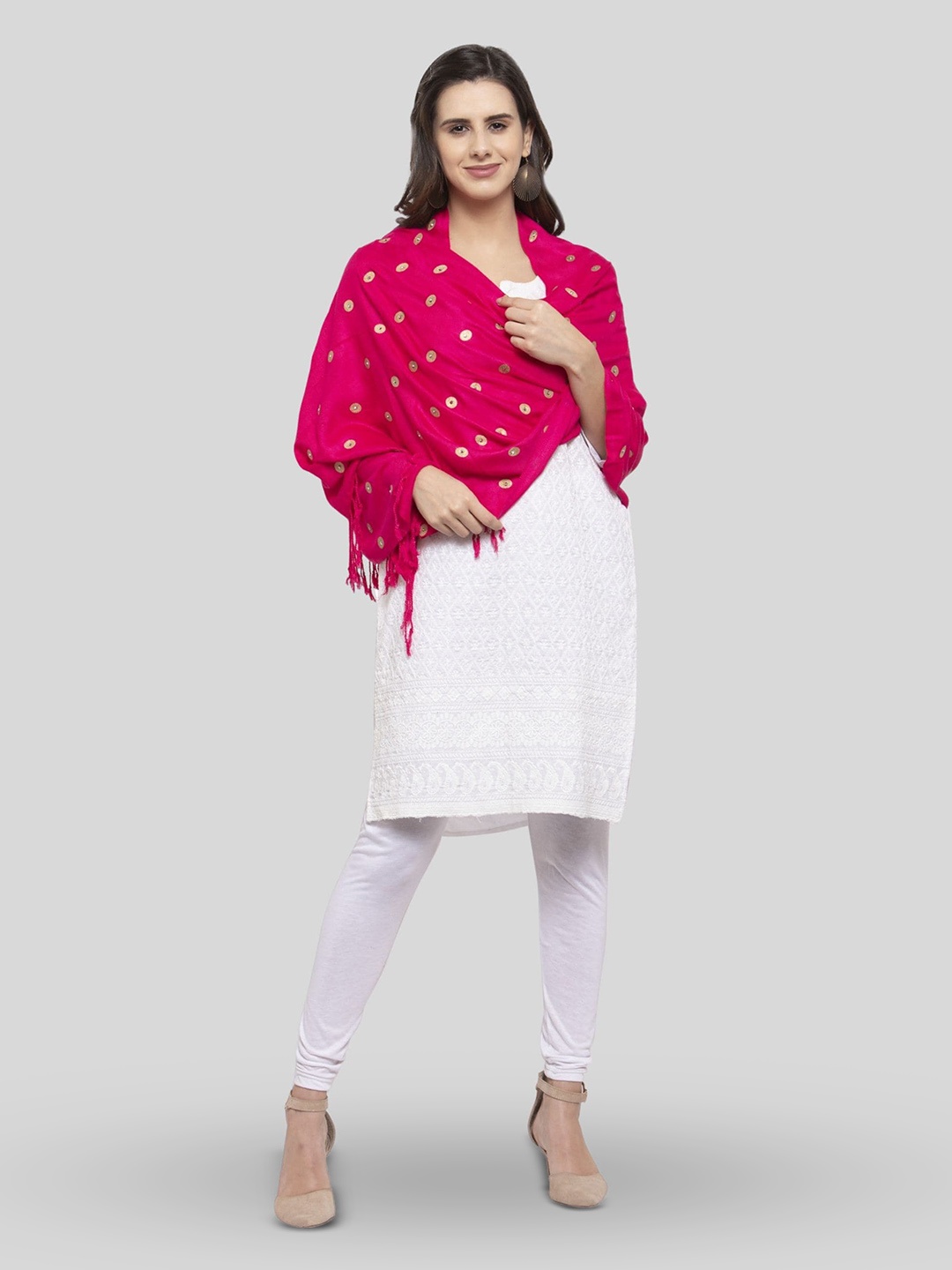 

Fabme Geometric Woven Design Cotton Dupatta, Magenta