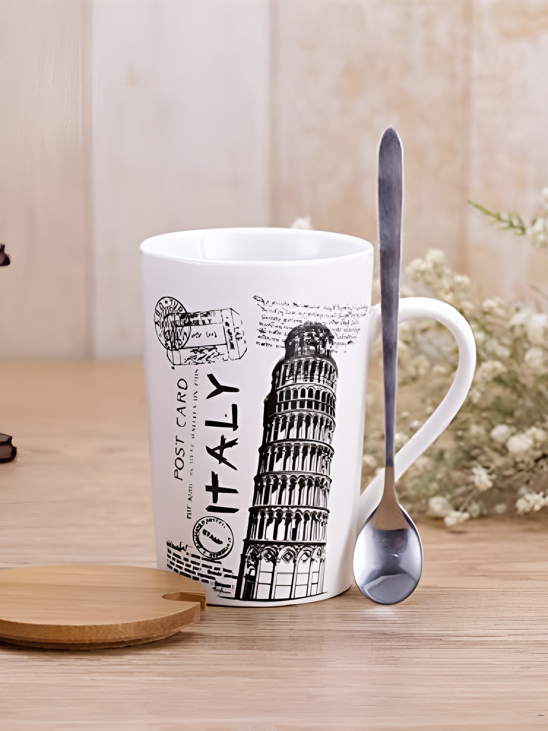 

Satyam Kraft 1 Pc City Italy Print Ceramic Coffee Mug, White