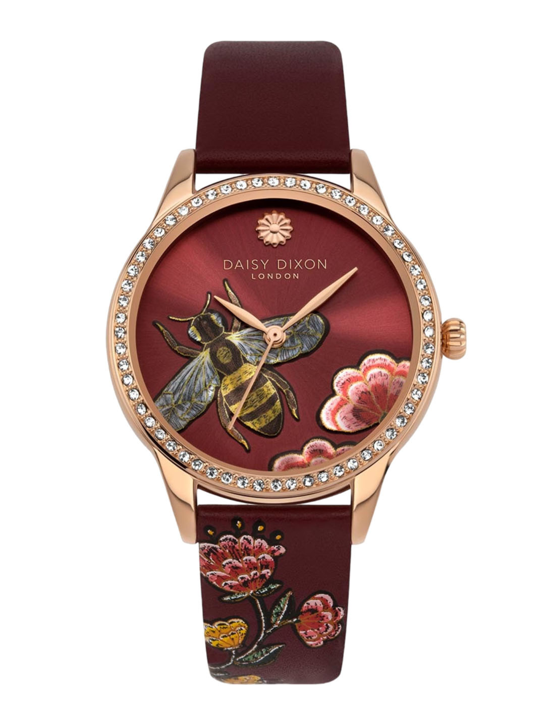 

Daisy Dixon Women Printed Dial & Leather Straps Analogue Watch DD181R, Maroon