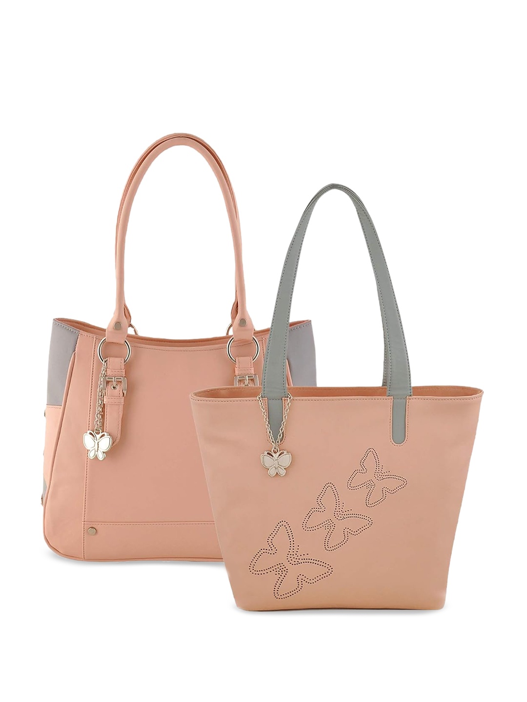 

Butterflies Colourblocked PU Structured Shoulder Bag, Peach