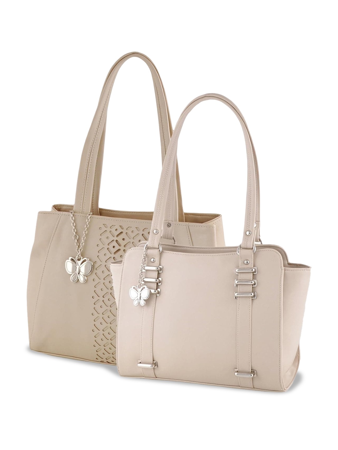 

Butterflies Set Of 2 Structured Shoulder Bag, Cream