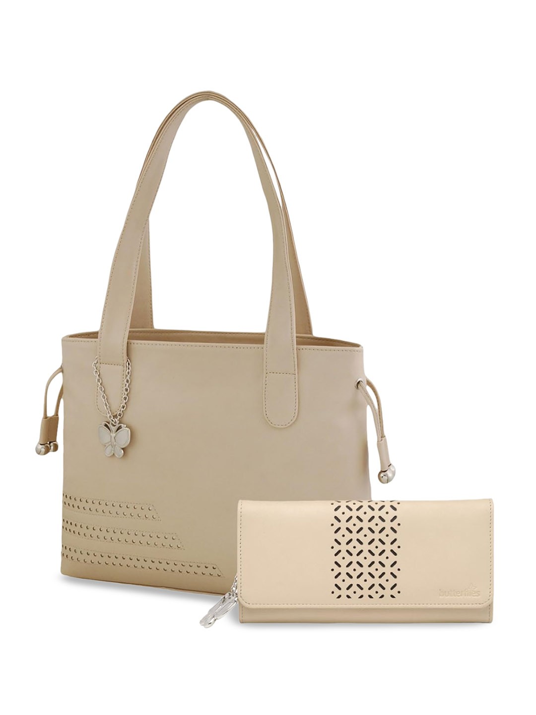 

Butterflies Structured Shoulder Bag, Cream