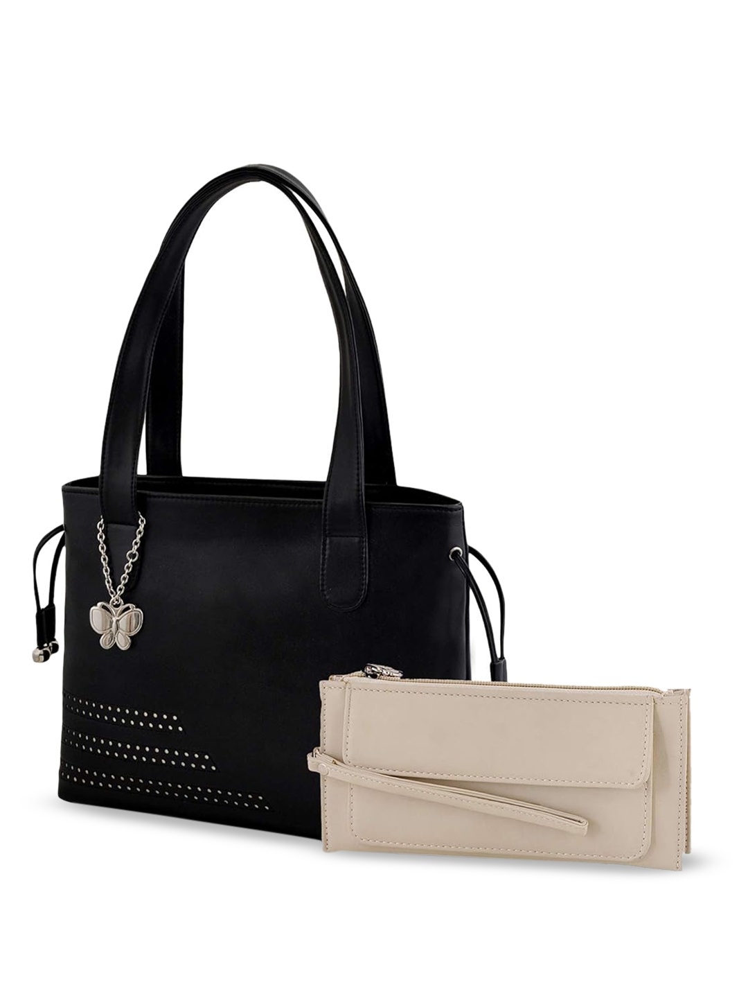 

Butterflies PU Shopper Shoulder Bag, Black