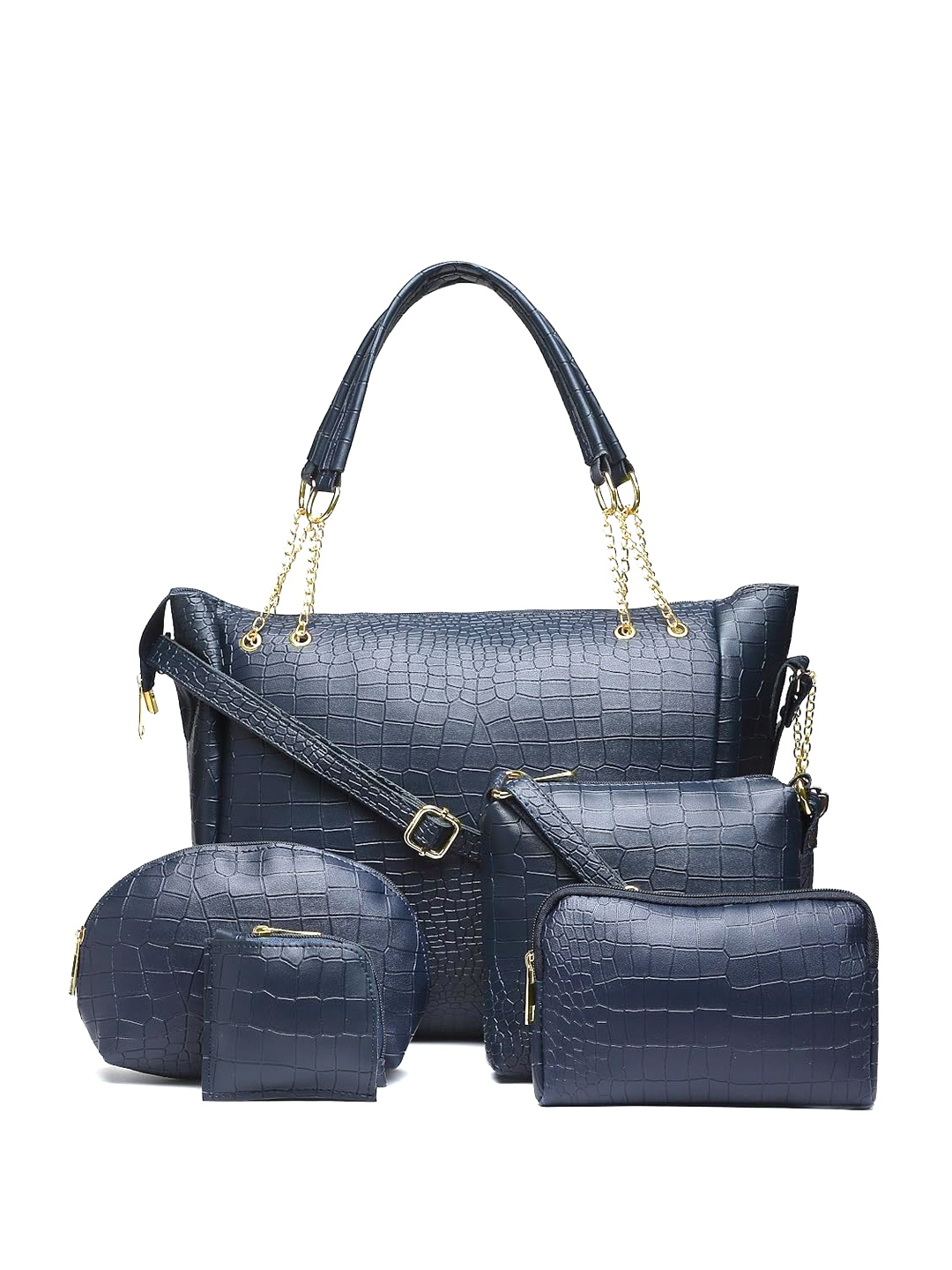 

Butterflies Textured PU Structured Handheld Bag, Blue