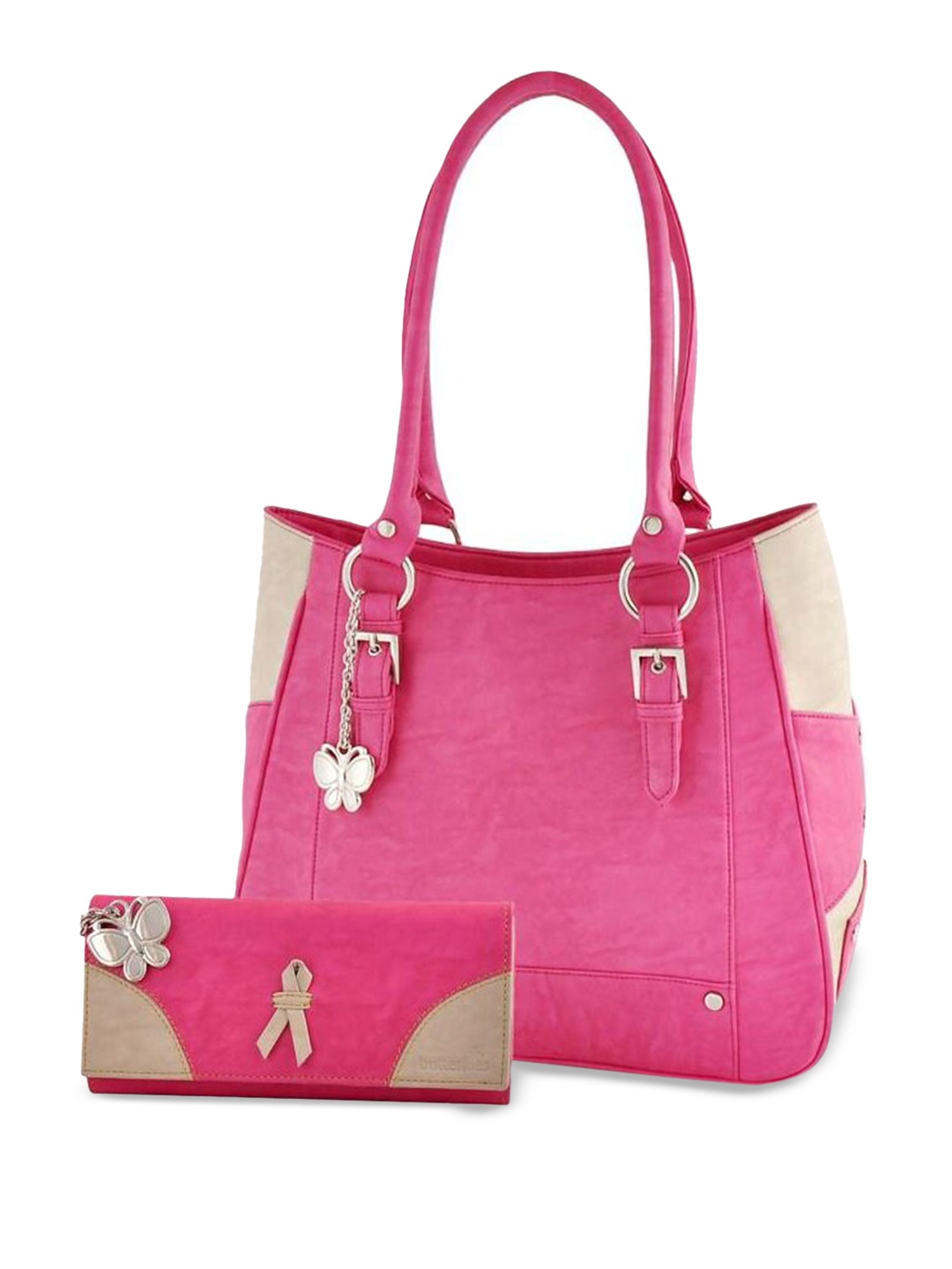 

Butterflies Structured Shoulder Bag, Pink