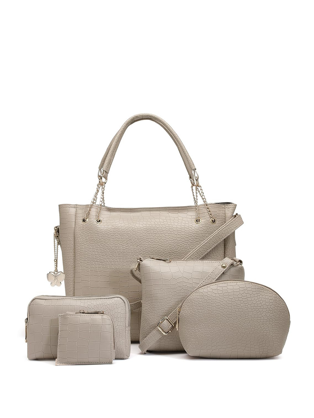 

Butterflies Oversized Structured Handheld Bag, Cream