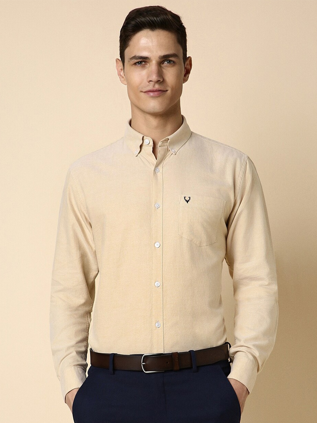 

Allen Solly Slim Fit Pure Cotton Formal Shirt, Beige