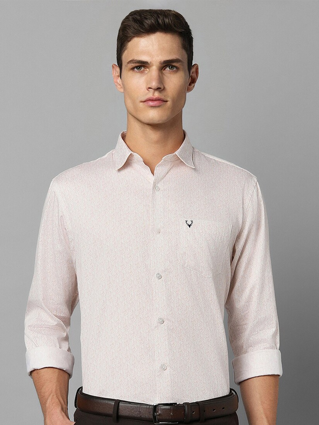 

Allen Solly Slim Fit Printed Pure Cotton Casual Shirt, Pink