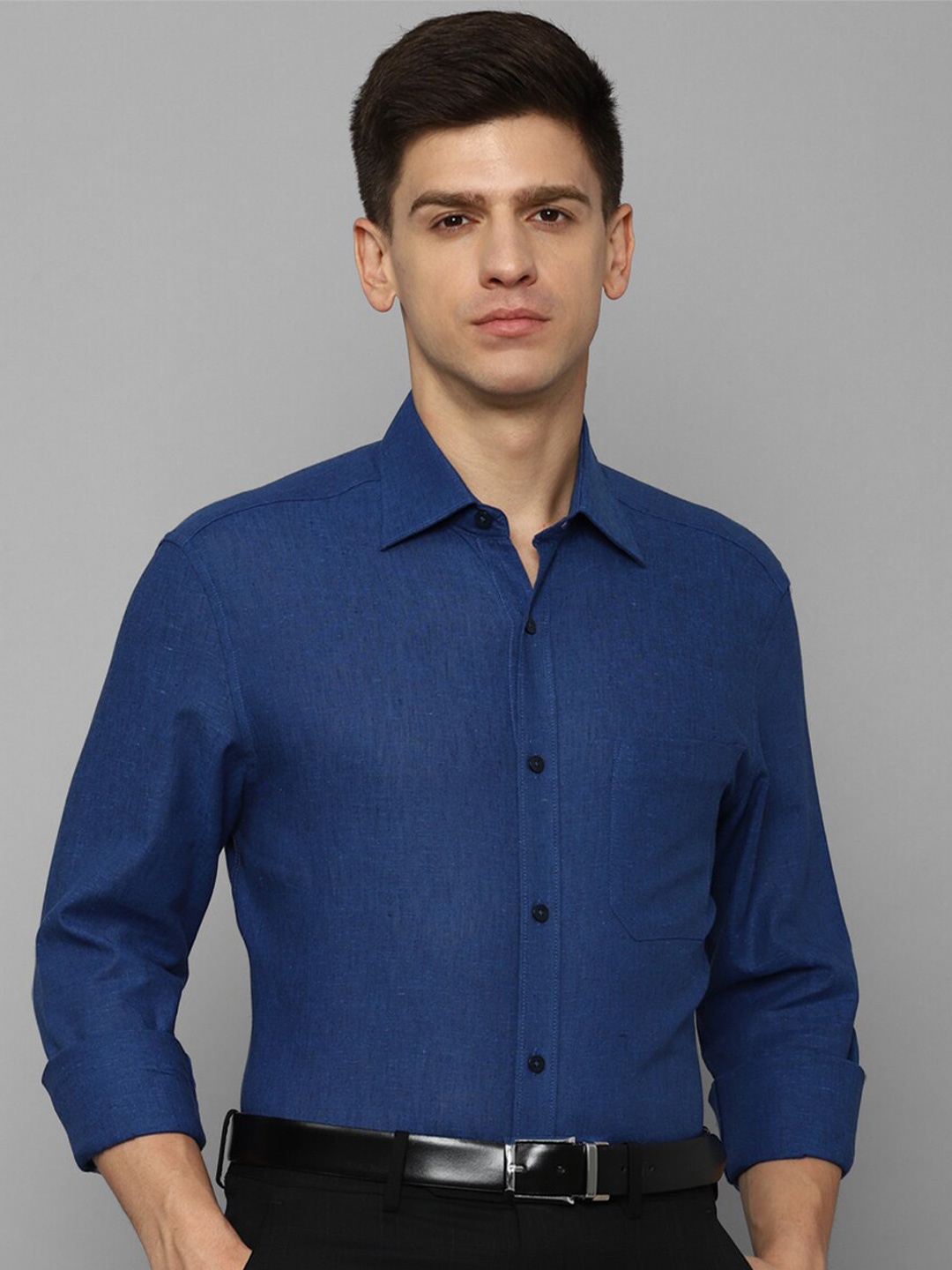 

Louis Philippe Classic Fit Linen Cotton Formal Shirt, Blue