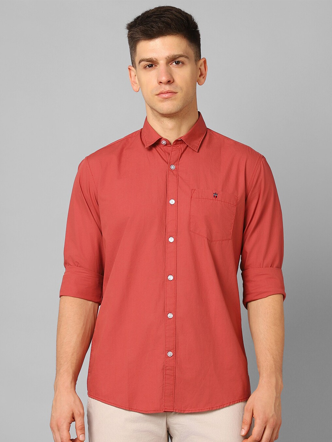

Louis Philippe Jeans Slim Fit Long Sleeves Pure Cotton Casual Shirt, Red