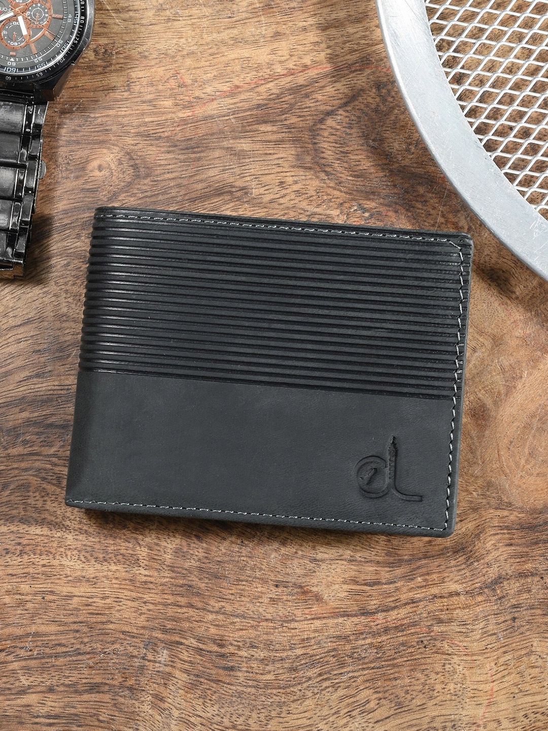 

CLOG LONDON Leather Two Fold Wallet, Grey