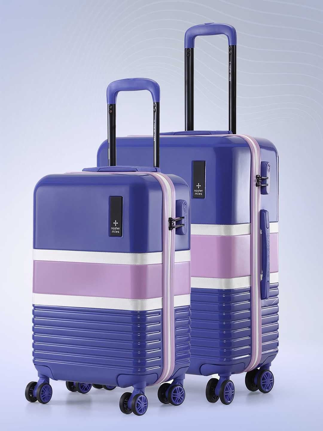 

Nasher Miles Mexico Set Of 2 Colourblocked Hard-Sided Trolley Bag 119.0L, Blue