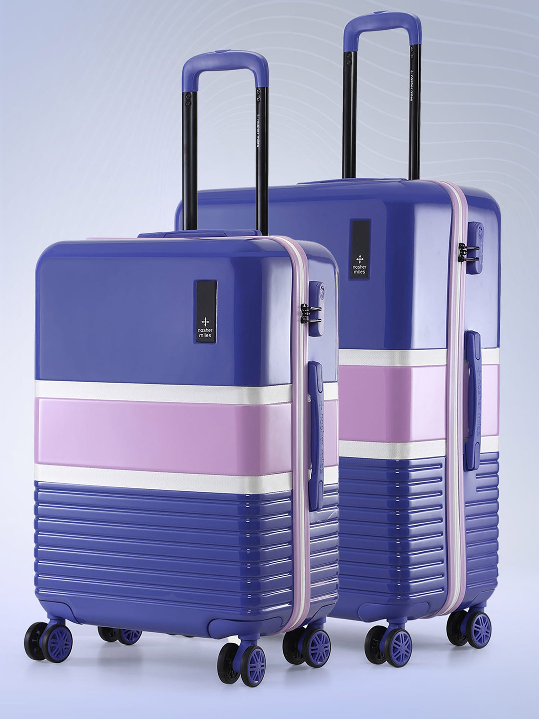 

Nasher Miles Mexico Set Of 2 Colourblocked Hard-Sided Trolley Bag 191.0L, Blue