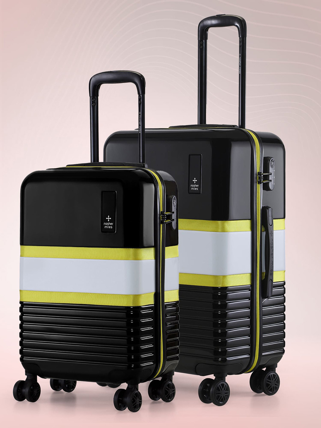 

Nasher Miles Mexico Set Of 2 Colourblocked Hard-Sided Trolley Bag 119.0L, Black