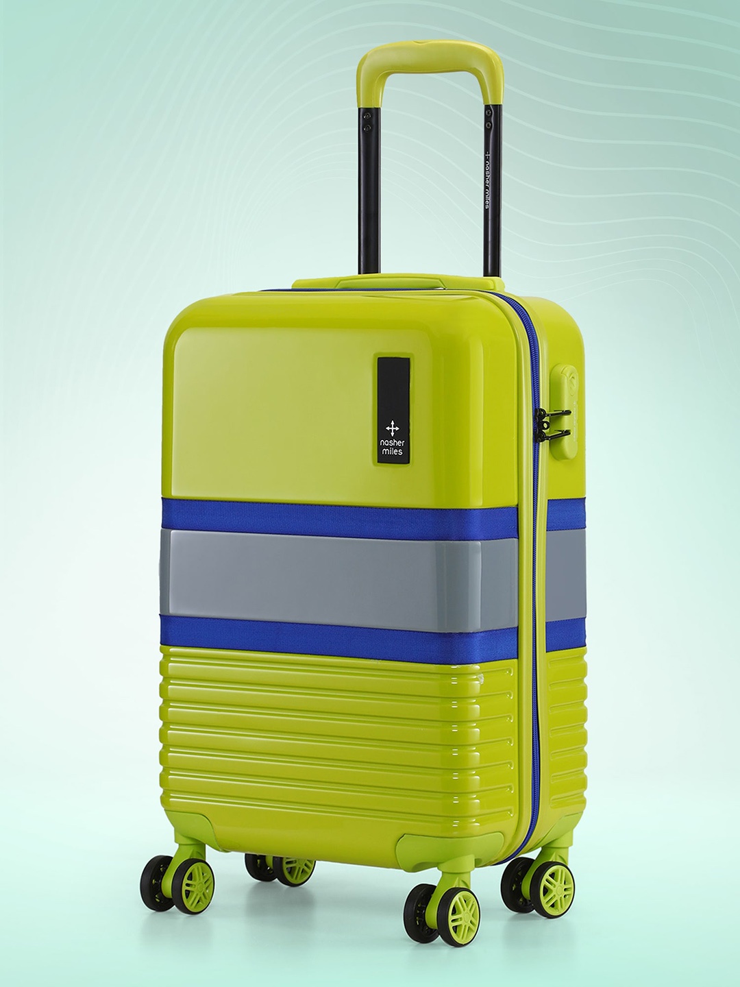 

Nasher Miles Mexico Colourblocked Hard-Sided Cabin Trolley Suitcase-43.0L, Lime green